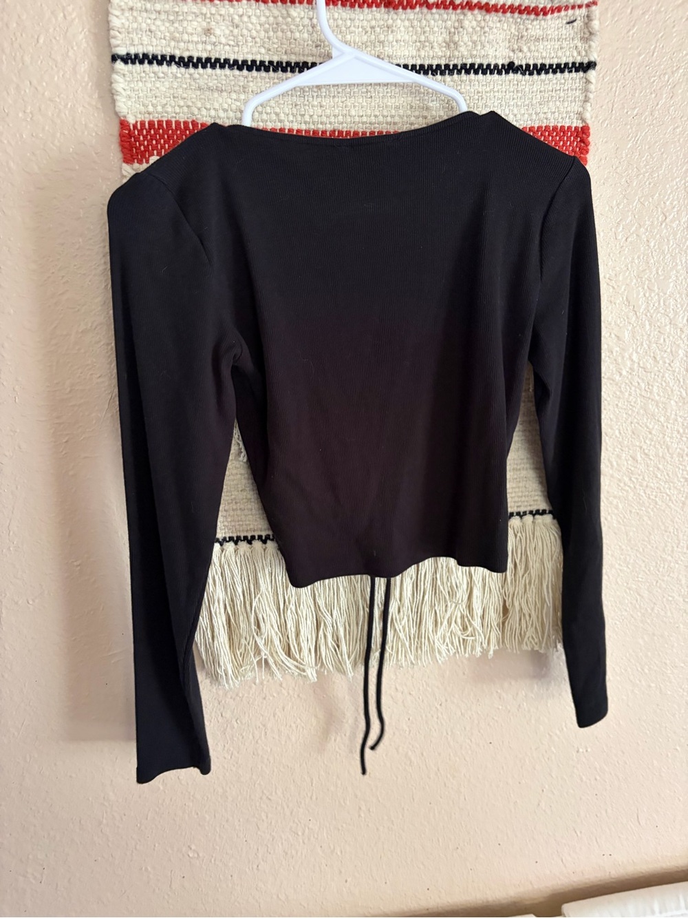 Zara Black Ruched Drawstring Long-Sleeve Top - Picture 2 of 3